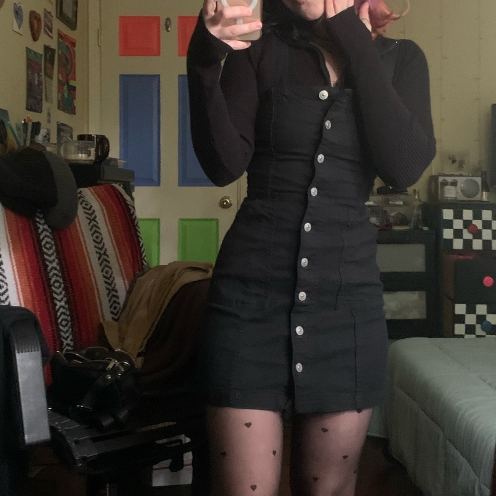 Black Denim Overall dress
